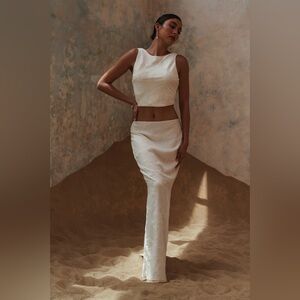 Meshki White Velvet Skirt